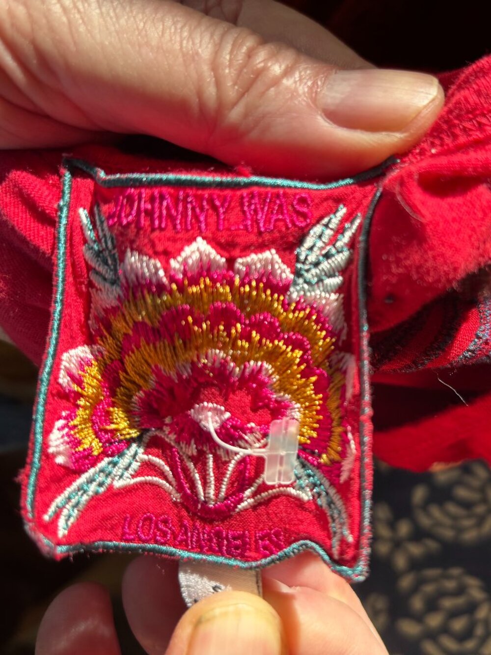 Johnny WAS Red Embroidered Long-Sleeve Tee with Heart Motifs S - Picture 6 of 7